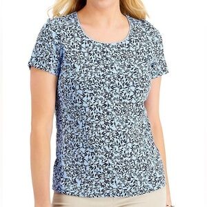 Interlocking Leaf-Print Top Blue Beyond size XS